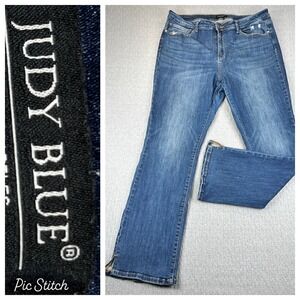 Judy Blue Bootcut Blue Jeans Women 36X32 high rise Medium Wash distressed
